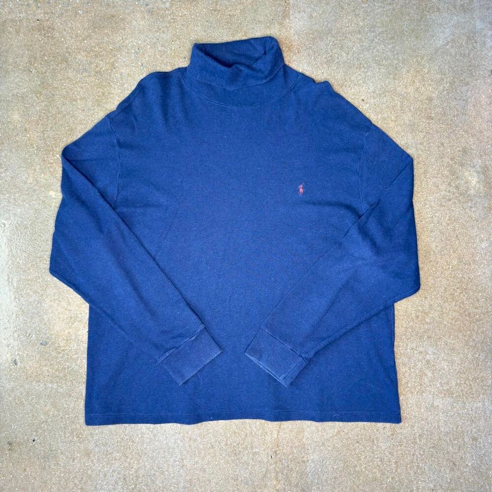 Polo Ralph Lauren Mens XL Navy Turtleneck Shirt 100% Cotton Long Sleeve